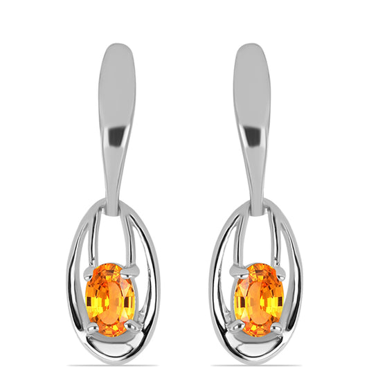 Brincos de Prata com Safira Padparadscha