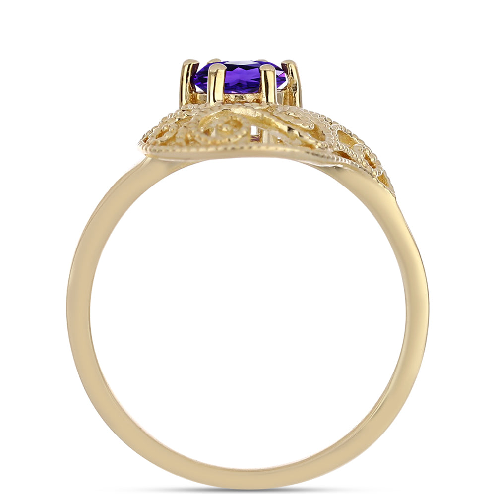 Anel de Prata com Banho de Ouro com Ametista de Marrocos 2 