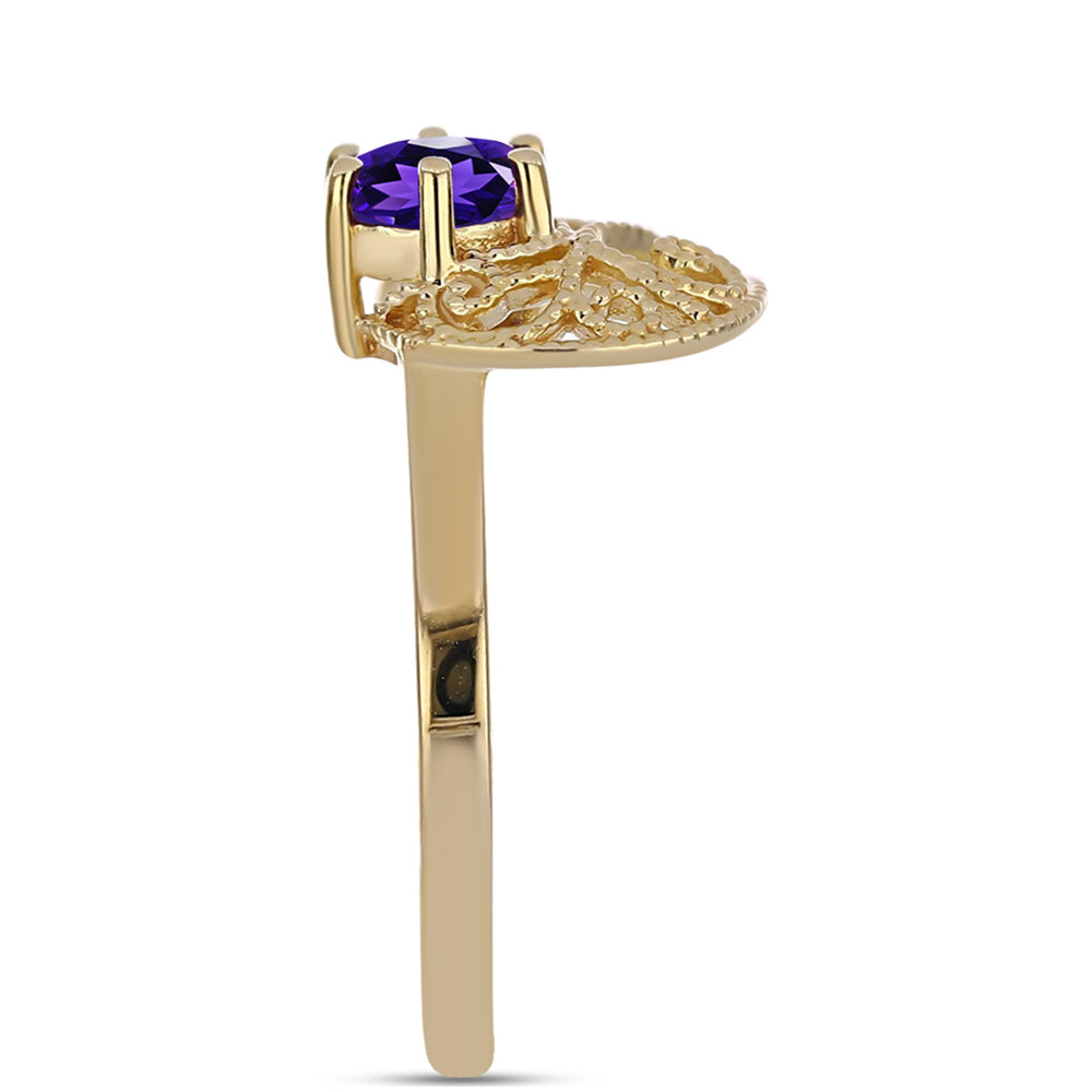 Anel de Prata com Banho de Ouro com Ametista de Marrocos 4 