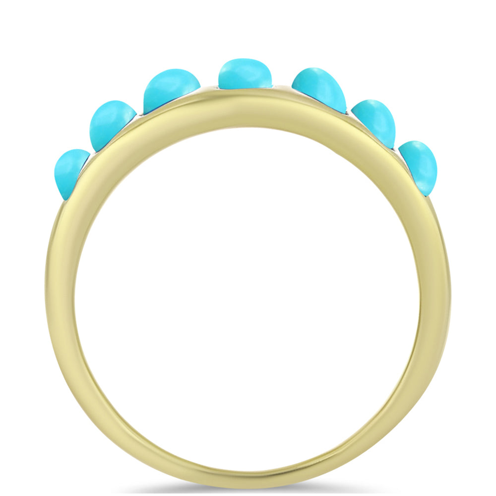 Anel de Prata com Banho de Ouro com Turquesa Bela Adormecida  Contraste: Cabeca de Veado (800) 2 