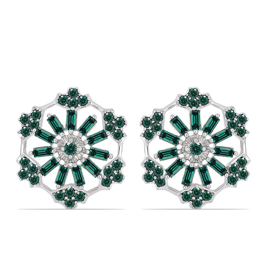 Brincos de Prata com Moissanite Azul Mar Esverdeado