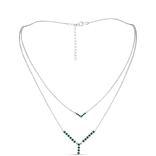 Colar de Prata com Moissanite Azul Mar Esverdeado  Contraste: Cabeca de Veado (800)