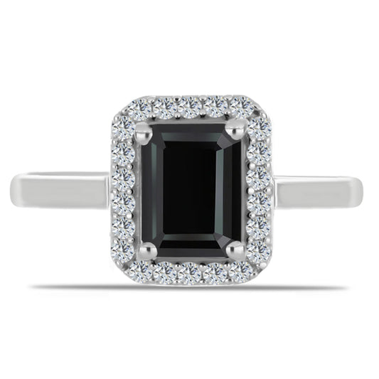 Anel de Prata com Obsidiana e Topázio Branco