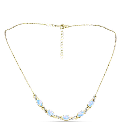 Colar de Prata com Banho de Ouro com Pedra da Lua Arco-íris e Topázio Branco  Contraste: Cabeca de Veado (800)