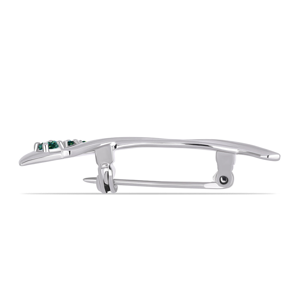 Alfinete de Prata com Moissanite Azul Mar Esverdeado 2 