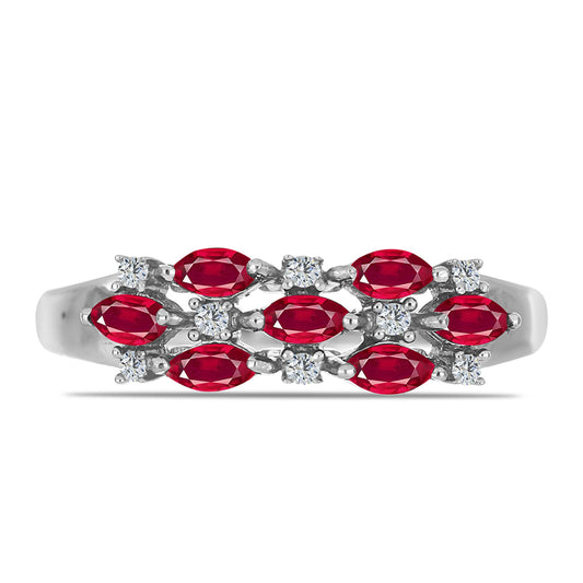 Anel de Prata com Rubi de Madagáscar e Topázio Branco