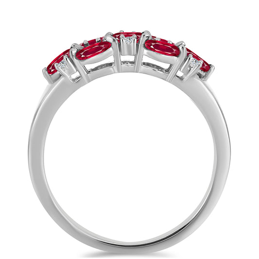 Anel de Prata com Rubi de Madagáscar e Topázio Branco