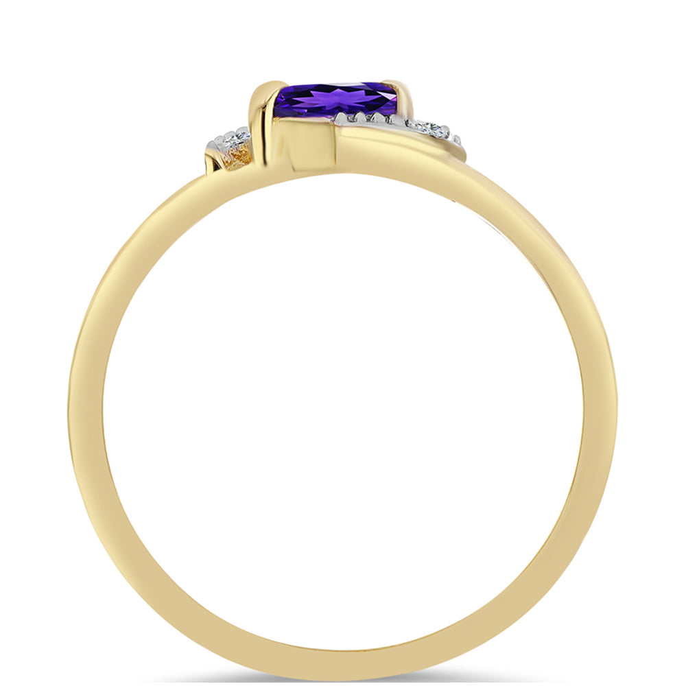 Anel de Prata com Banho de Ouro com Ametista de Marrocos e Topázio Branco 2 