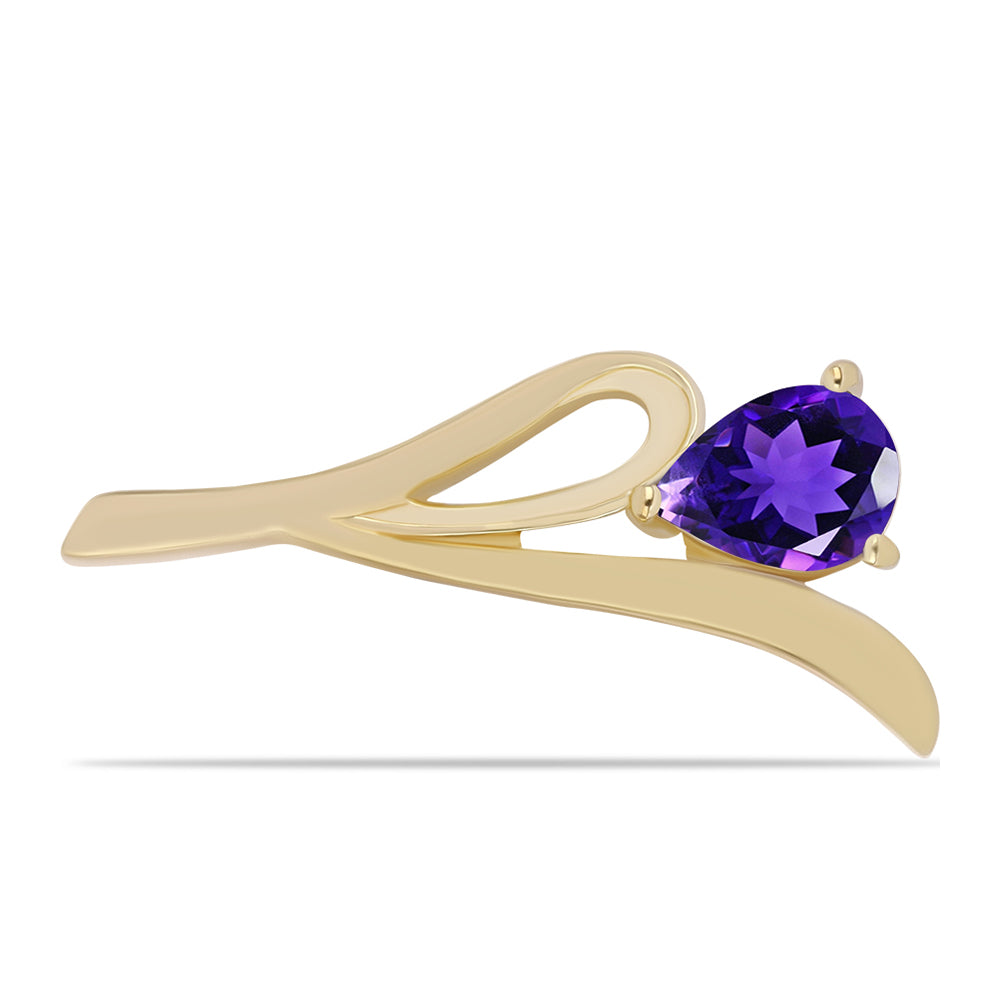 Alfinete de Prata com Banho de Ouro com Ametista de Marrocos 1 