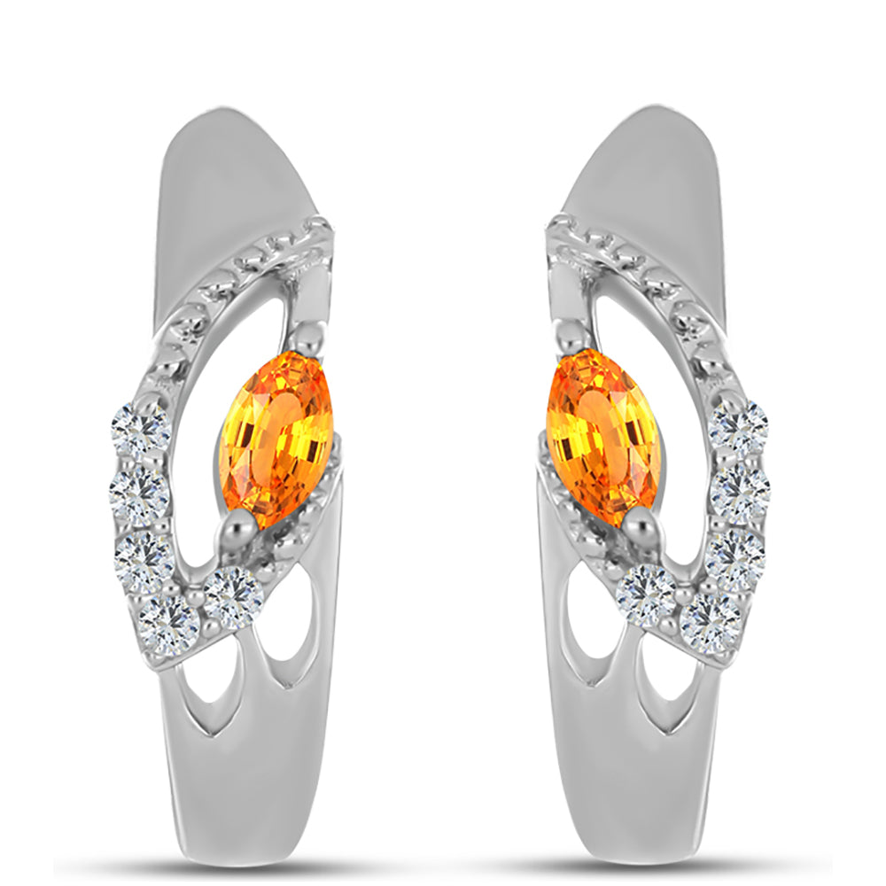 Brincos de Prata com Safira Padparadscha e Topázio Branco 1 