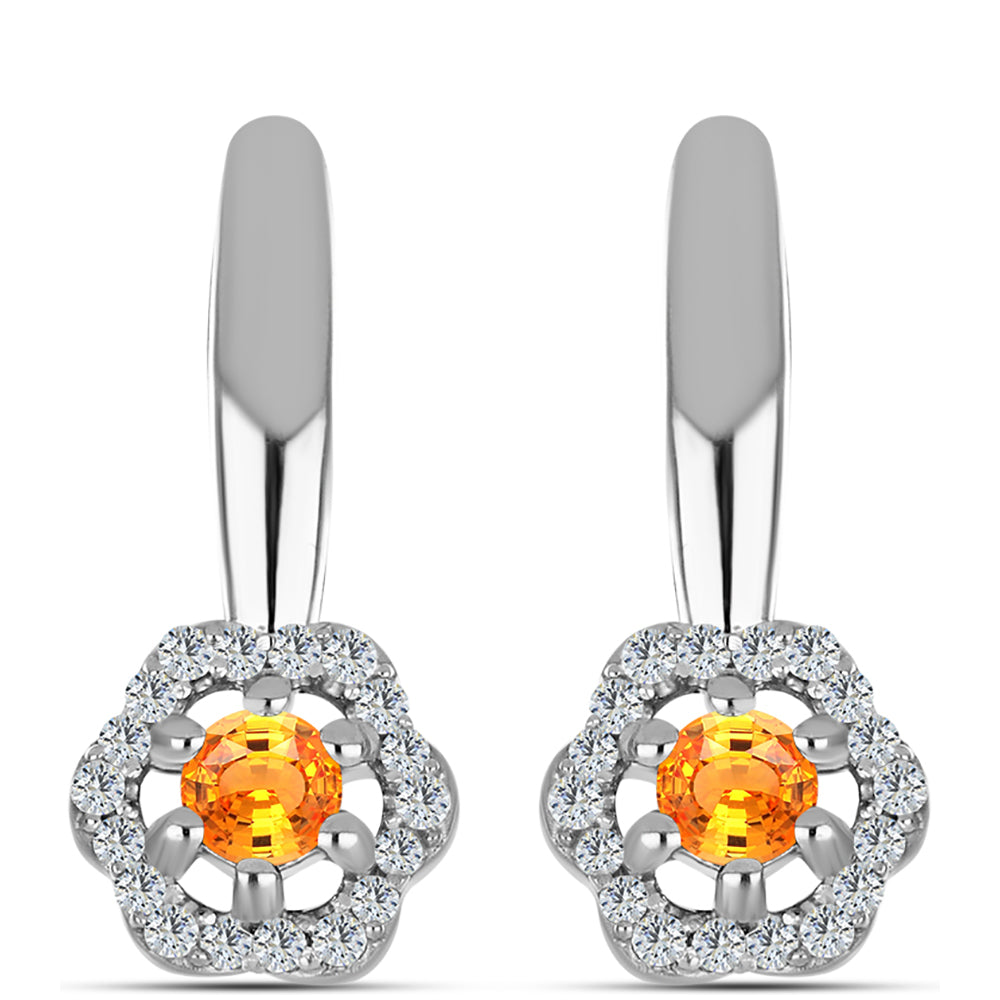 Brincos de Prata com Safira Padparadscha e Topázio Branco