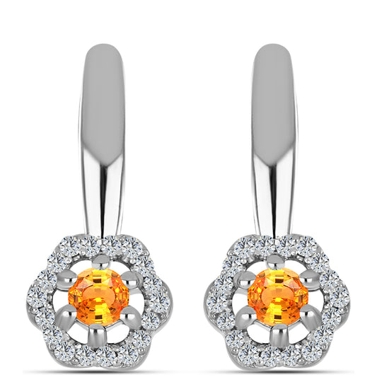 Brincos de Prata com Safira Padparadscha e Topázio Branco