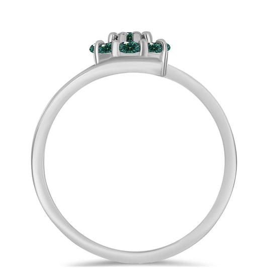 Anel de Prata com Moissanite Azul Mar Esverdeado