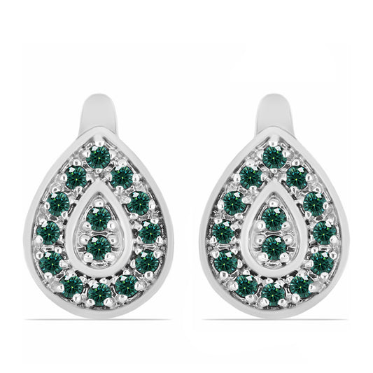 Brincos de Prata com Moissanite Azul Mar Esverdeado