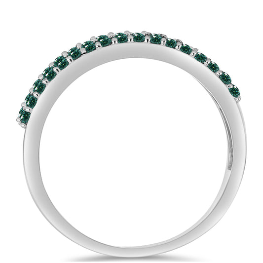 Anel de Prata com Moissanite Azul Mar Esverdeado  Contraste: Cabeca de Veado (800)