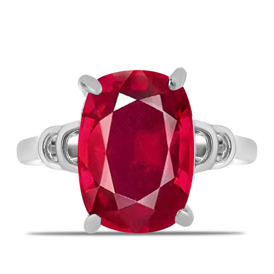 Anel de Prata com Rubi de Madagáscar  Contraste: Cabeca de Veado (800)