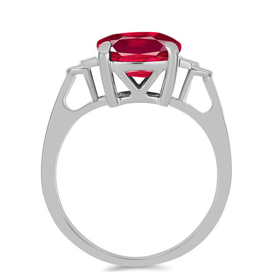 Anel de Prata com Rubi de Madagáscar  Contraste: Cabeca de Veado (800)