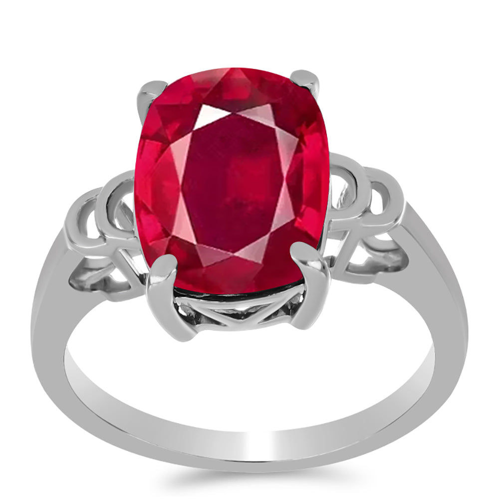 Anel de Prata com Rubi de Madagáscar  Contraste: Cabeca de Veado (800)