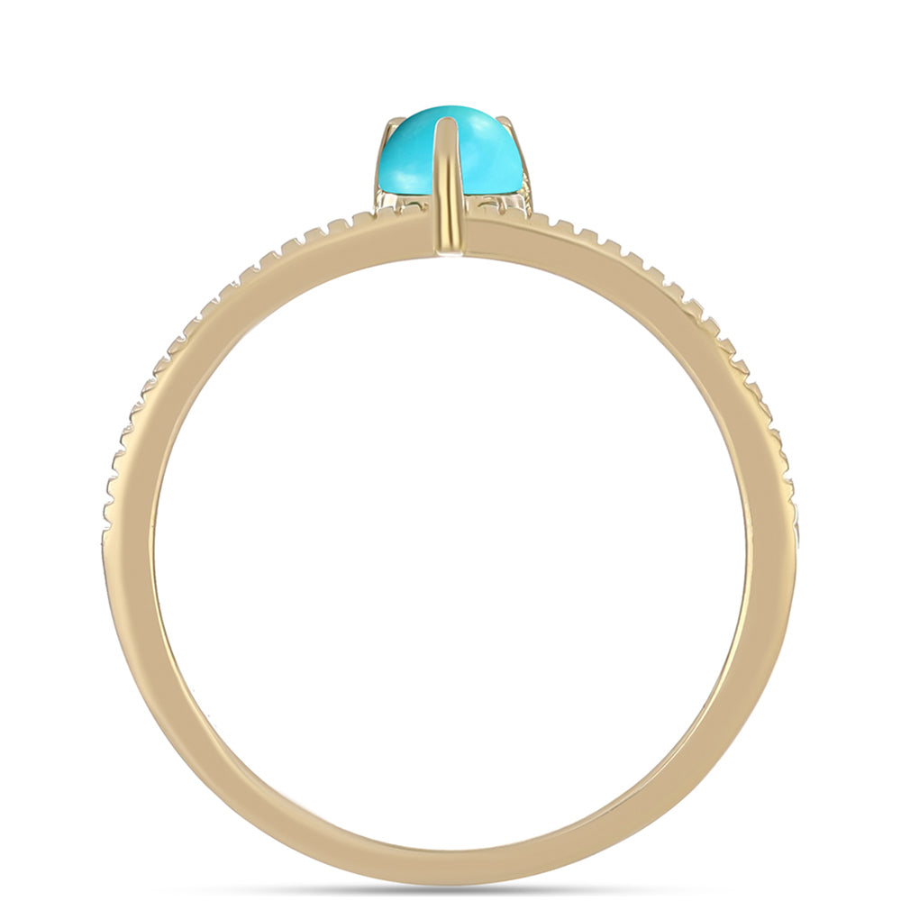Anel de Prata com Banho de Ouro com Turquesa Bela Adormecida 2 