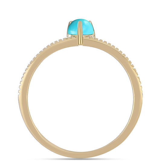 Anel de Prata com Banho de Ouro com Turquesa Bela Adormecida