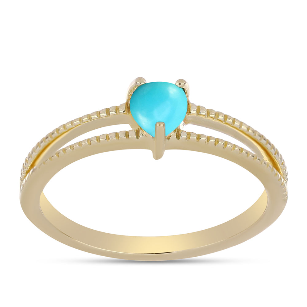 Anel de Prata com Banho de Ouro com Turquesa Bela Adormecida 3 