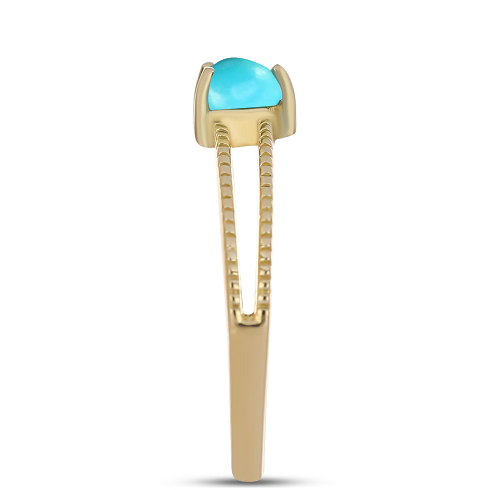 Anel de Prata com Banho de Ouro com Turquesa Bela Adormecida 4 