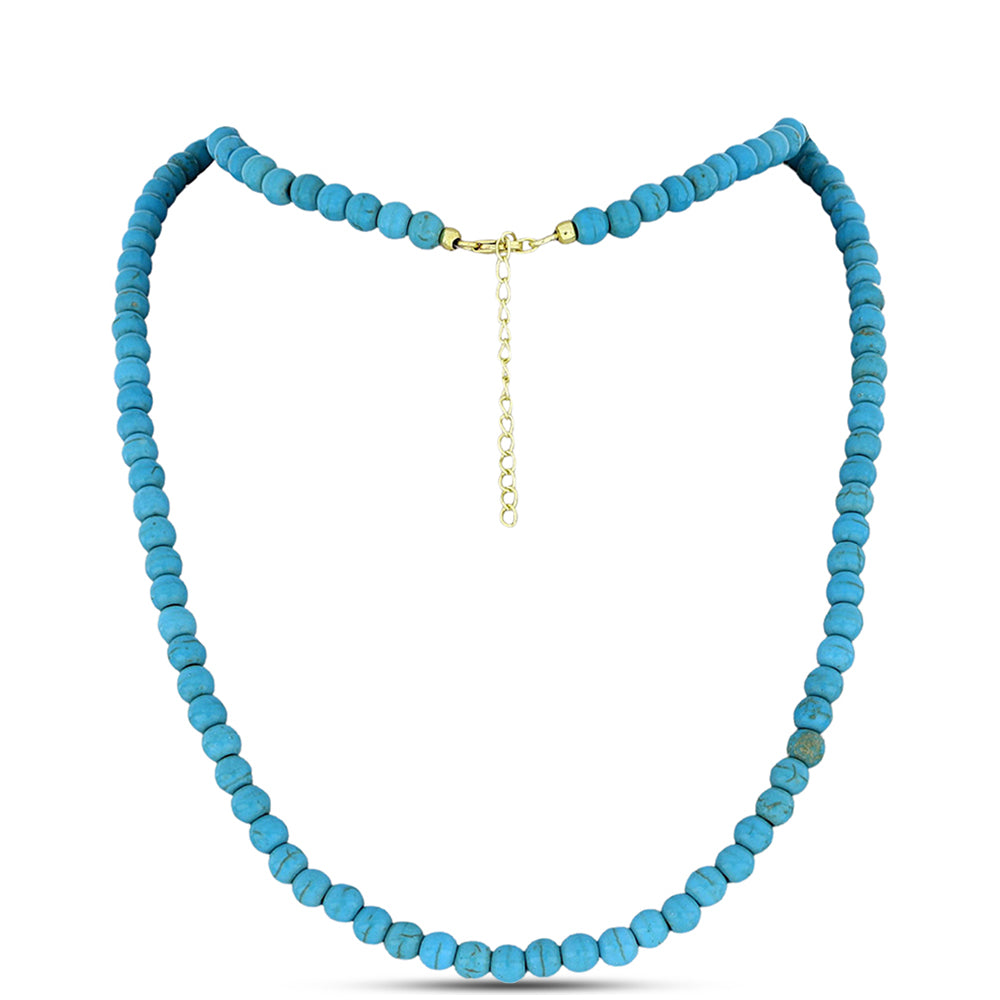 Colar de Prata com Banho de Ouro com Turquesa Bela Adormecida 1 