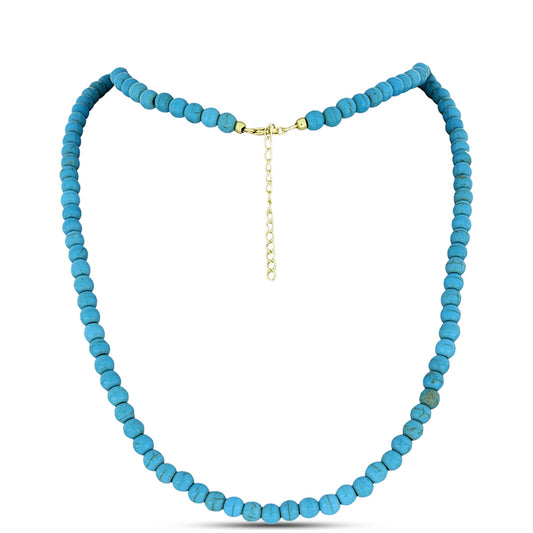 Colar de Prata com Banho de Ouro com Turquesa Bela Adormecida