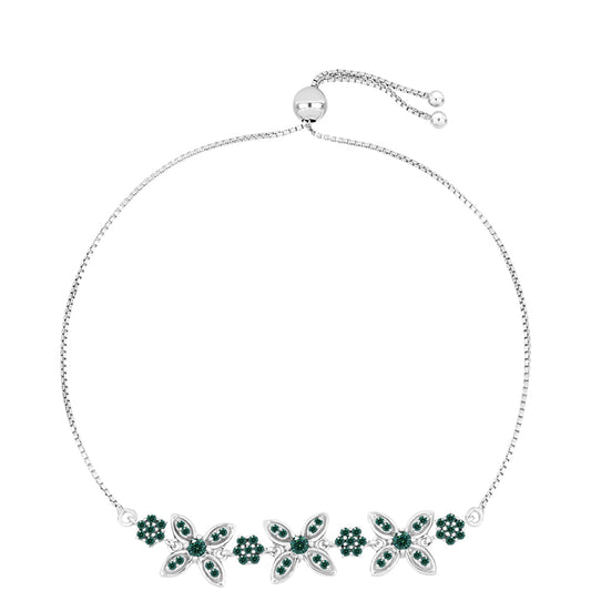 Pulseira de Prata com Moissanite Azul Mar Esverdeado  Contraste: Cabeca de Veado (800)