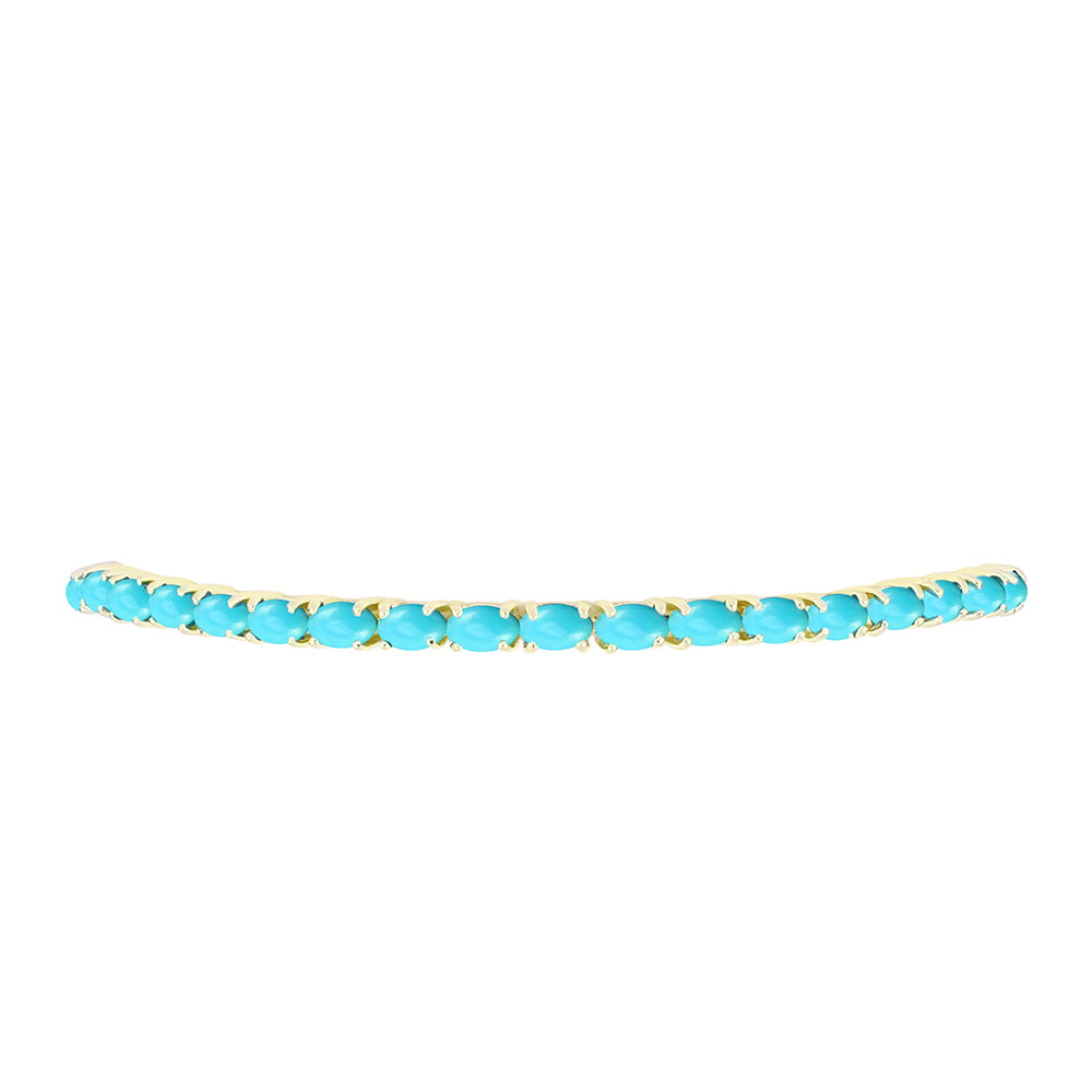 Pulseira de Prata com Banho de Ouro com Turquesa Bela Adormecida  Contraste: Cabeca de Veado (800)