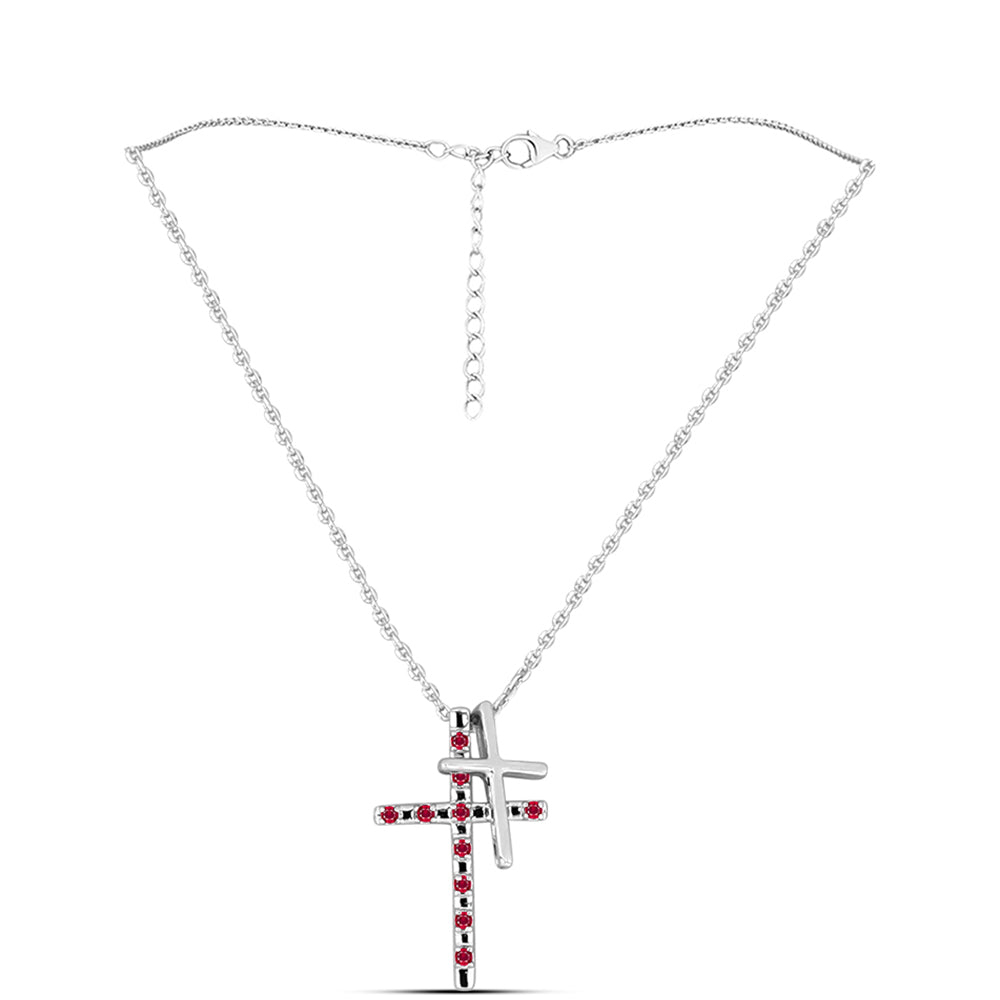 Cruz Conjunto de Prata com Rubi de Madagáscar ( Pendente )  Contraste: Cabeca de Veado (800)