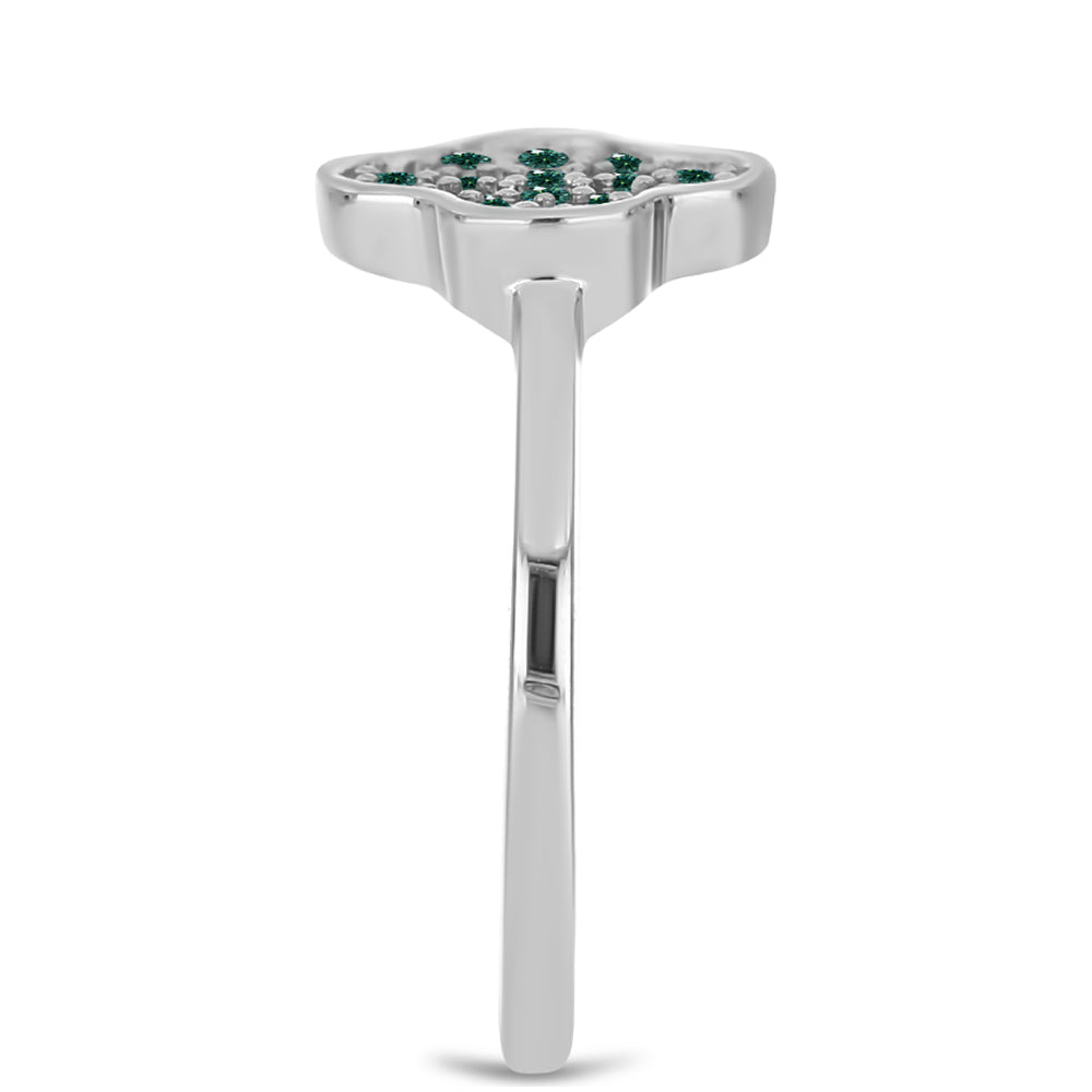 Anel de Prata com Moissanite Azul Mar Esverdeado