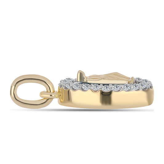 Pendente de Prata com Banho de Ouro com Turquesa Bela Adormecida e Topázio Branco