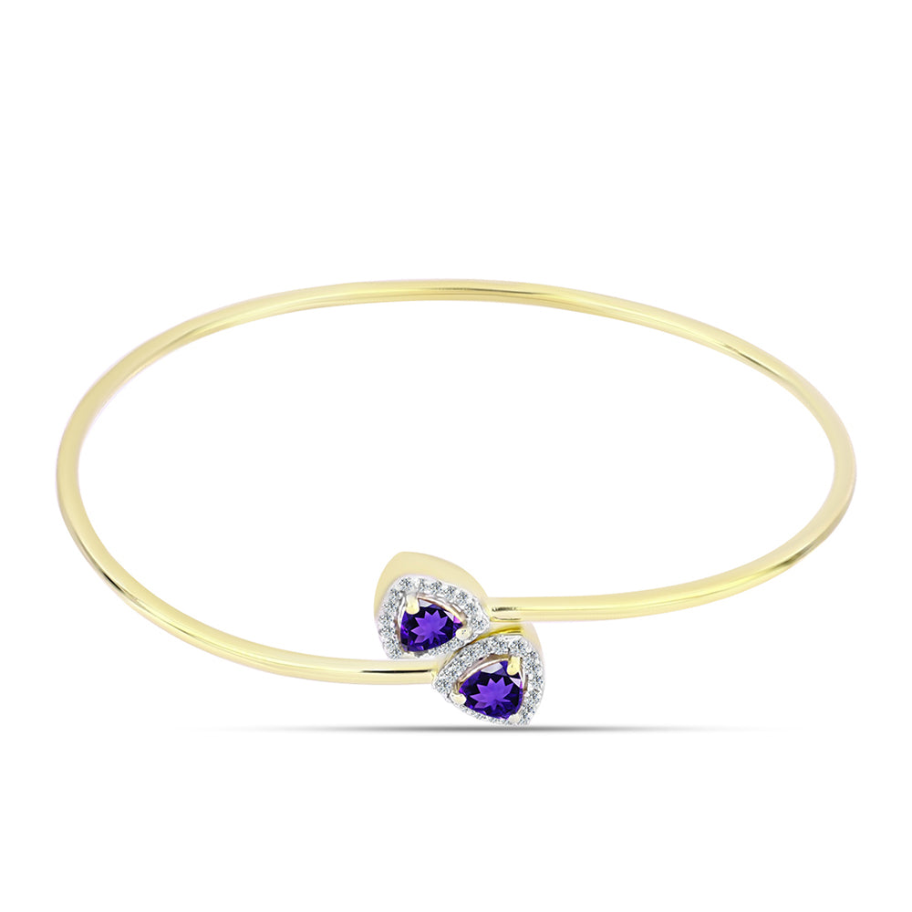 Pulseira de Prata com Banho de Ouro com Ametista de Marrocos e Topázio Branco  Contraste: Cabeca de Veado (800)