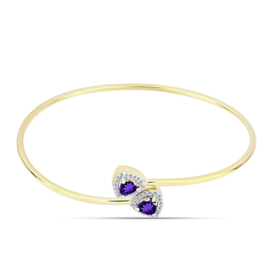 Pulseira de Prata com Banho de Ouro com Ametista de Marrocos e Topázio Branco  Contraste: Cabeca de Veado (800)