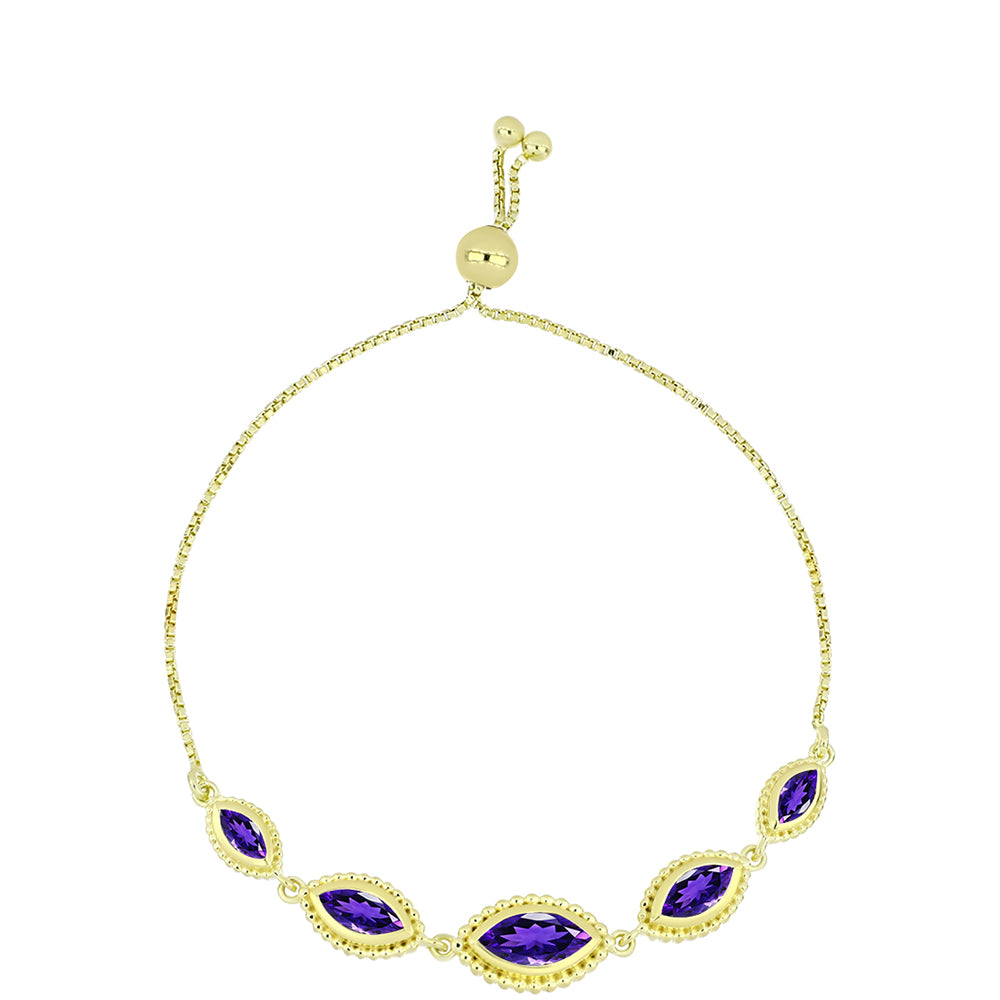 Pulseira de Prata com Banho de Ouro com Ametista de Marrocos  Contraste: Cabeca de Veado (800) 1 