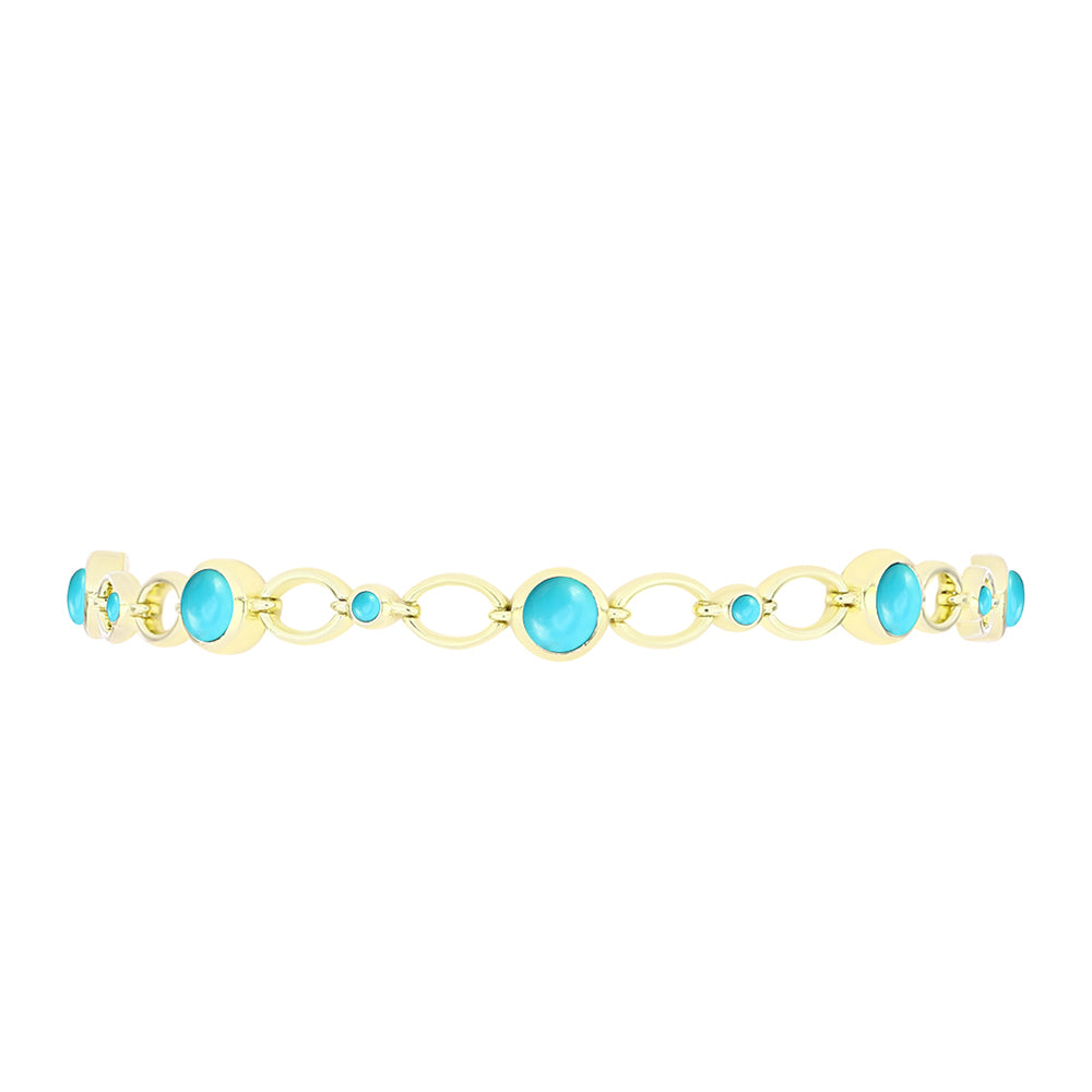 Pulseira de Prata com Banho de Ouro com Turquesa Bela Adormecida  Contraste: Cabeca de Veado (800) 2 