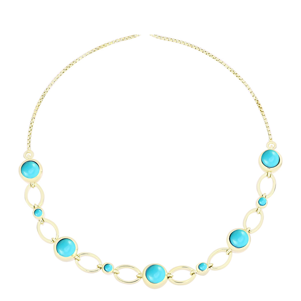 Pulseira de Prata com Banho de Ouro com Turquesa Bela Adormecida  Contraste: Cabeca de Veado (800) 1 