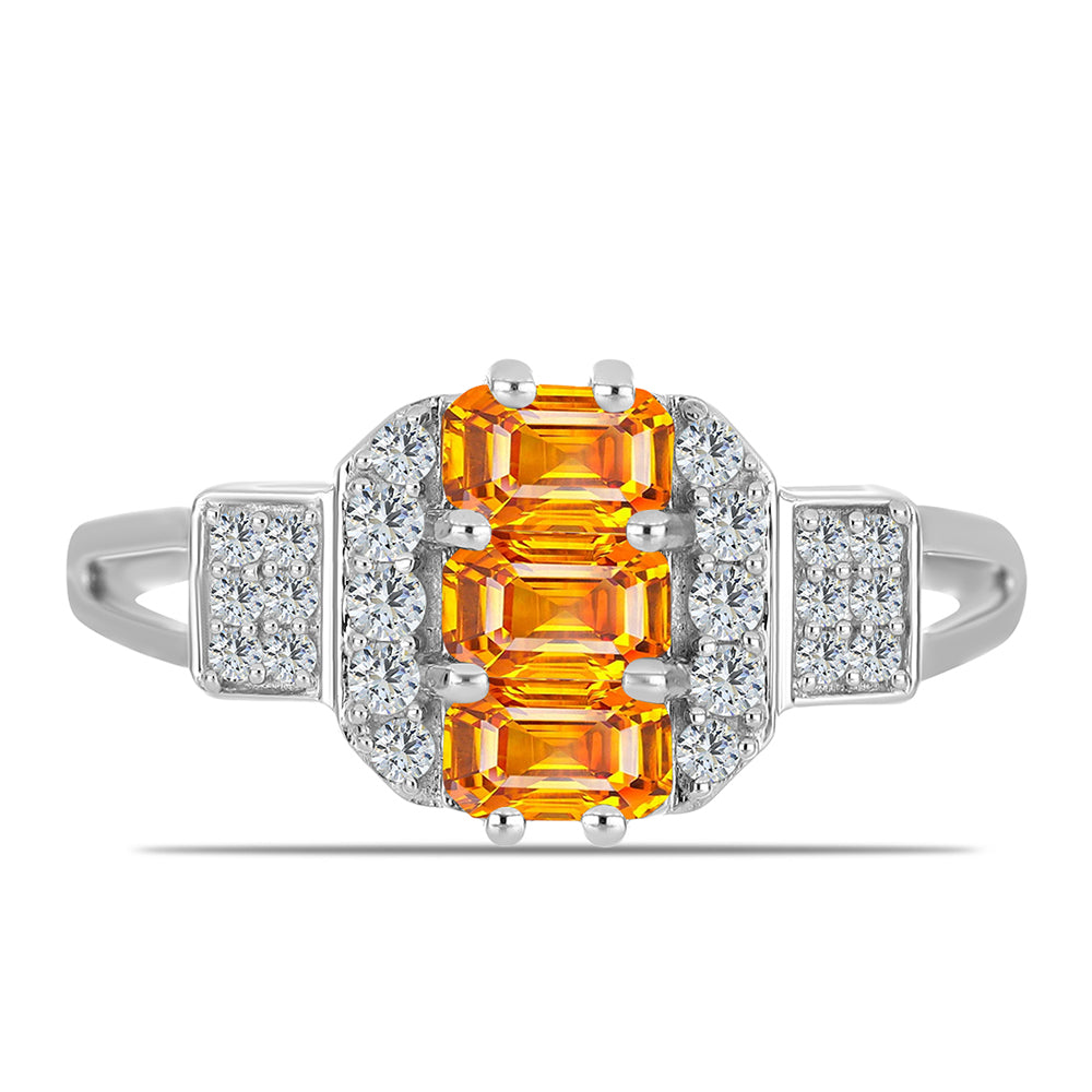 Anel de Prata com Safira Padparadscha e Topázio Branco 1 