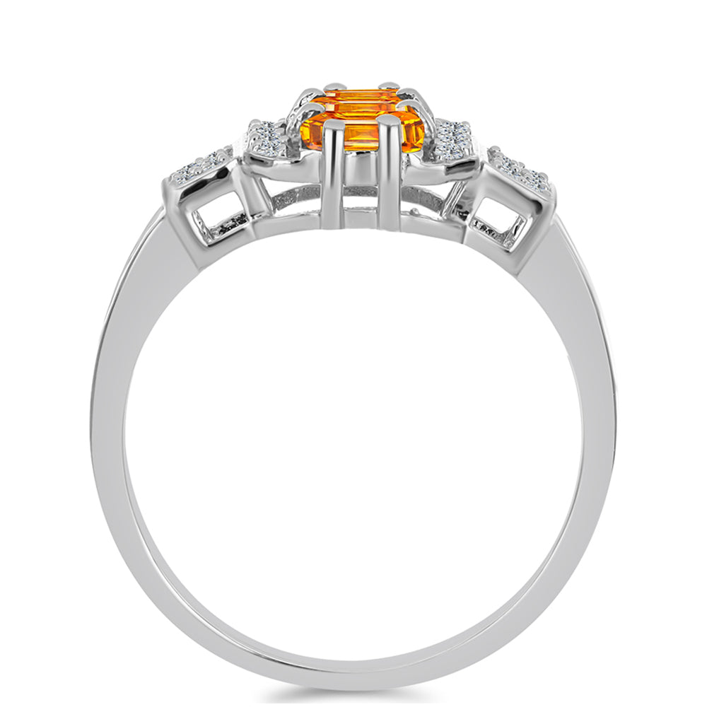 Anel de Prata com Safira Padparadscha e Topázio Branco