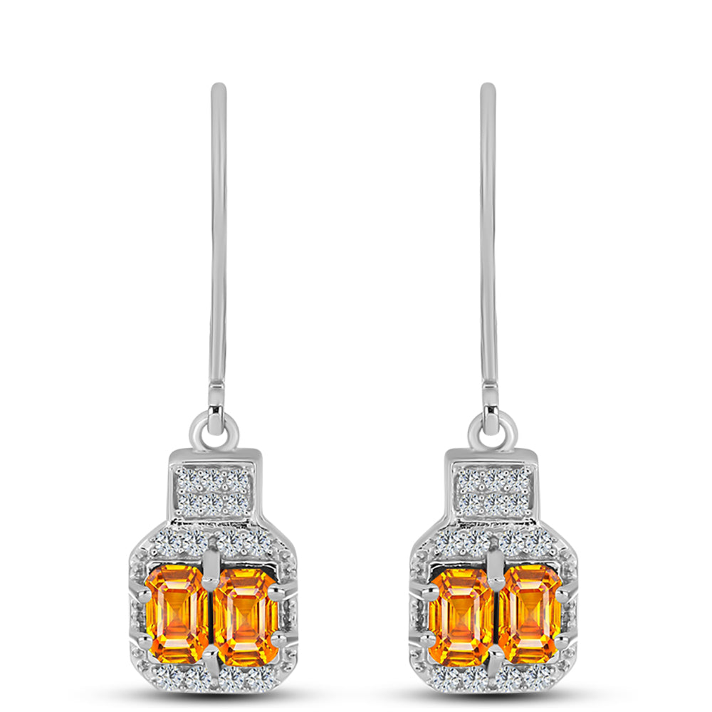 Brincos de Prata com Safira Padparadscha e Topázio Branco 1 