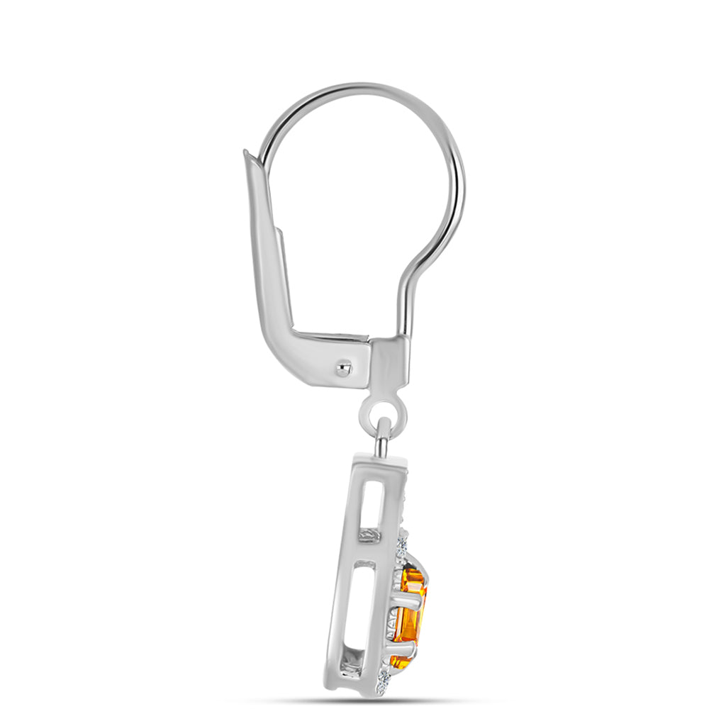 Brincos de Prata com Safira Padparadscha e Topázio Branco 2 