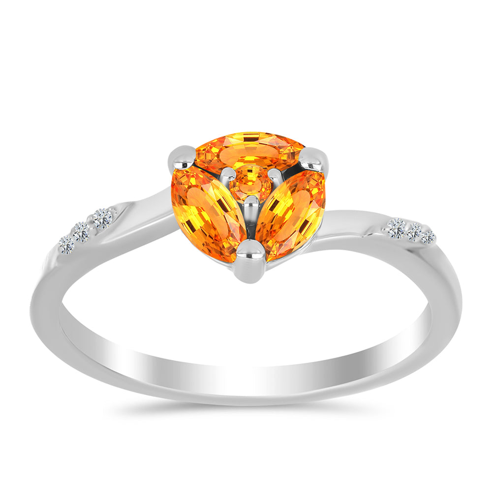 Anel de Prata com Safira Padparadscha e Topázio Branco 3 