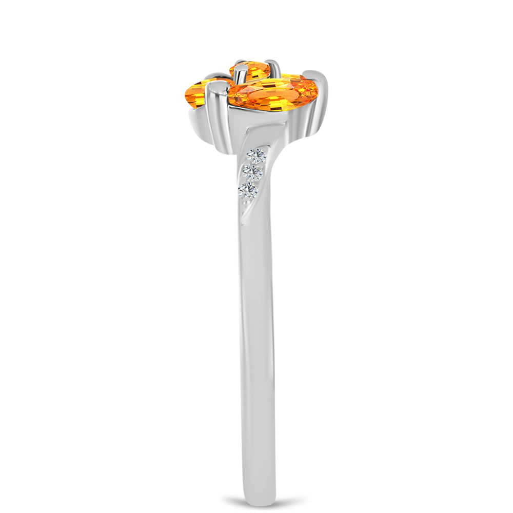 Anel de Prata com Safira Padparadscha e Topázio Branco