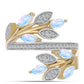 Anel de Prata com Banho de Ouro com Pedra da Lua Arco-íris e Topázio Branco  Contraste: Cabeca de Veado (800)