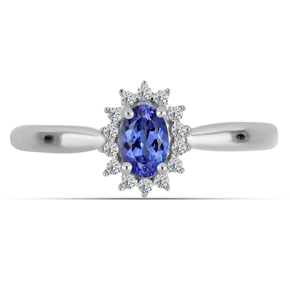 Anel de Prata com Tanzanite AA e Topázio Branco 1 