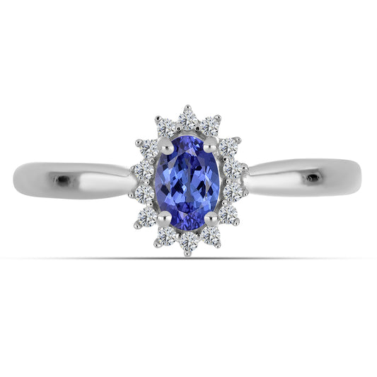 Anel de Prata com Tanzanite AA e Topázio Branco