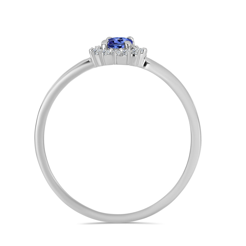Anel de Prata com Tanzanite AA e Topázio Branco 3 