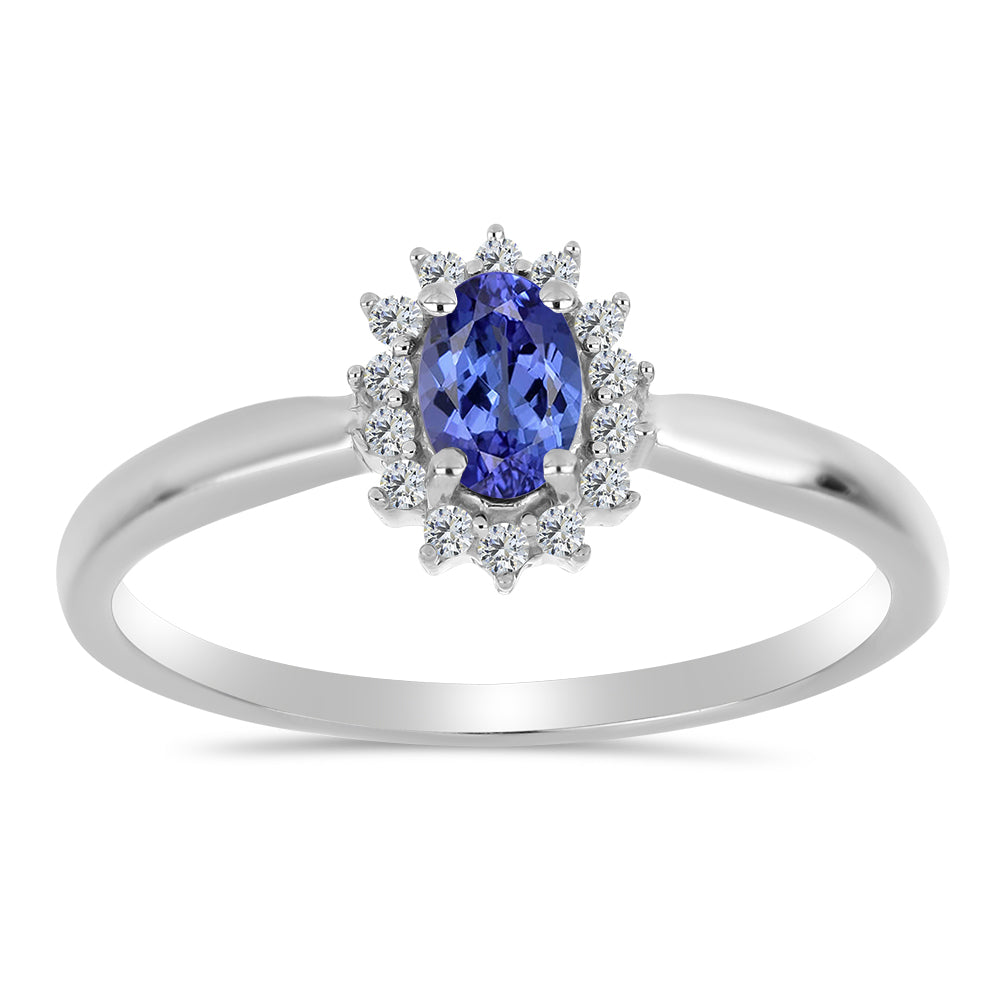 Anel de Prata com Tanzanite AA e Topázio Branco