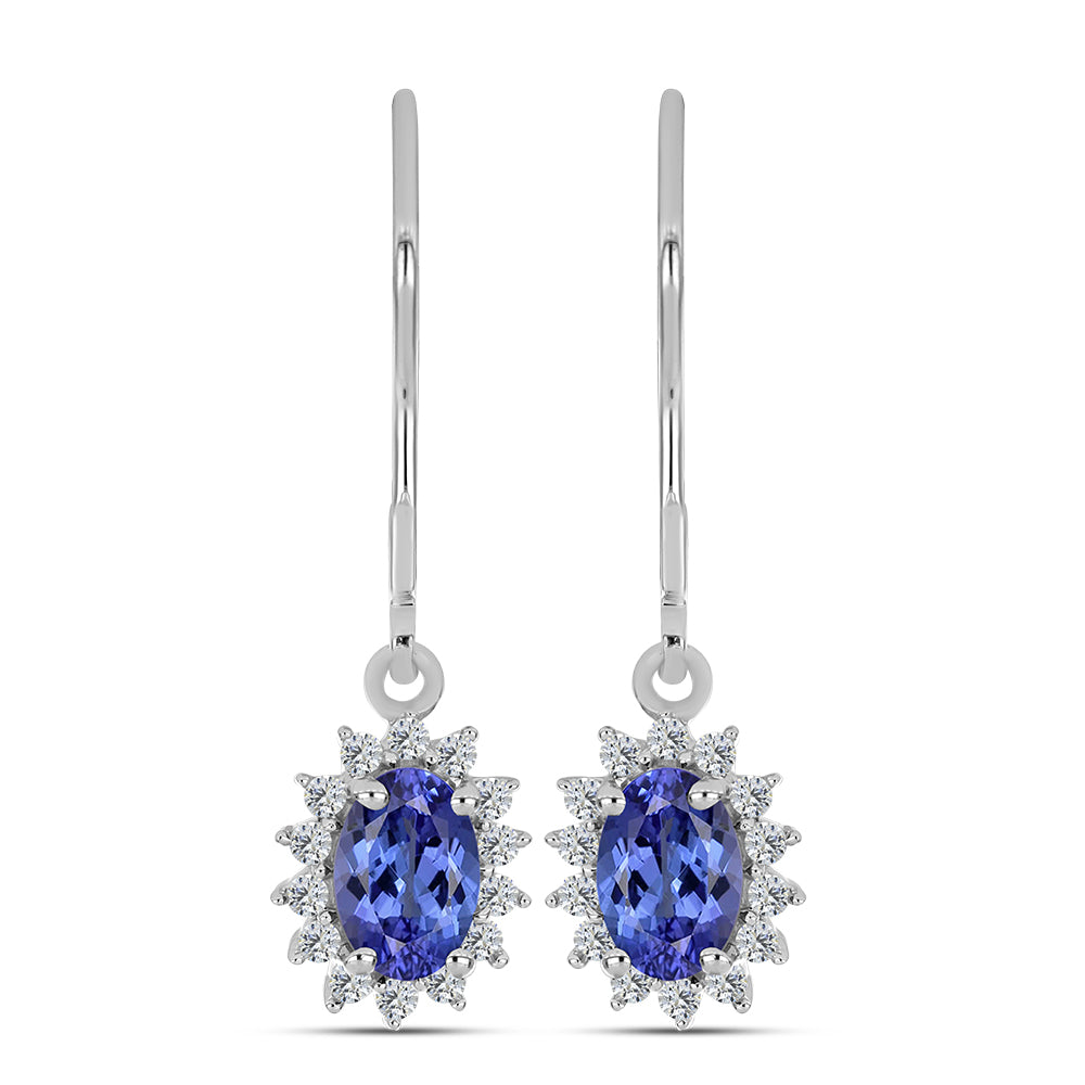 Brincos de Prata com Tanzanite AA e Topázio Branco